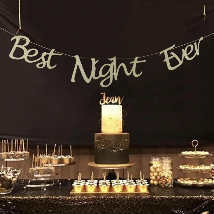 

Cursive Gold Glitter Best Night Ever Banner Girls Night Out Girls Weekend Hens Night Wedding Decor Photobooth Prop Party Banner