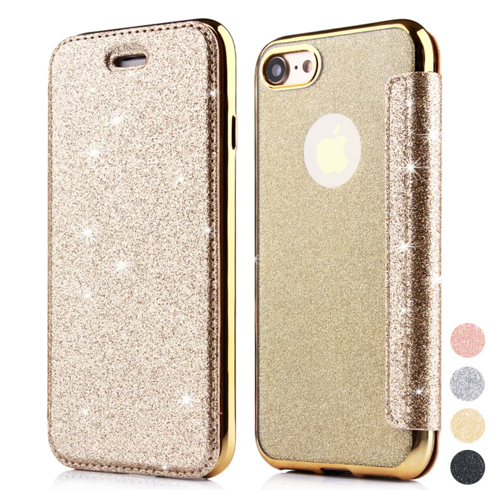 Glitter Slim Leather Wallet Flip Phone Cover For iPhone X XR XS MAX Case for iphone 7 8 6 6S Plus 5 5S SE Soft TPU Back |