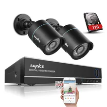 Sannce 4CH 720 P HD DVR наблюдения рекордер и (2) 1280TVL 1.0MP открытый фиксированной камер безопасности с супер ночного видения