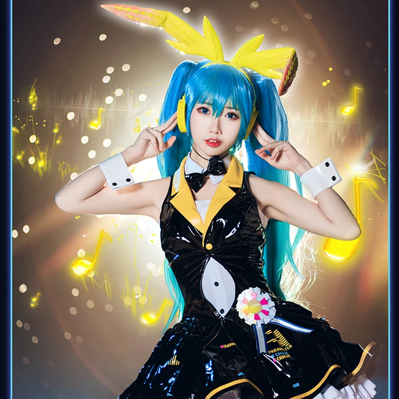 CosplayLove Vocaloid Мику Банни девушка косплей костюм черное платье для женщин Хэллоуин Рождество