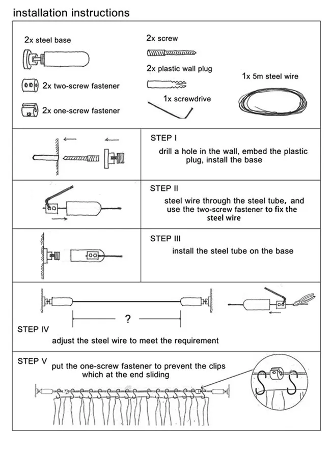 5 м нержавеющая сталь занавеска драпировка простыня проволока стержень комплект и 24 зажимы вешалка фото искусство картина произведение искусства