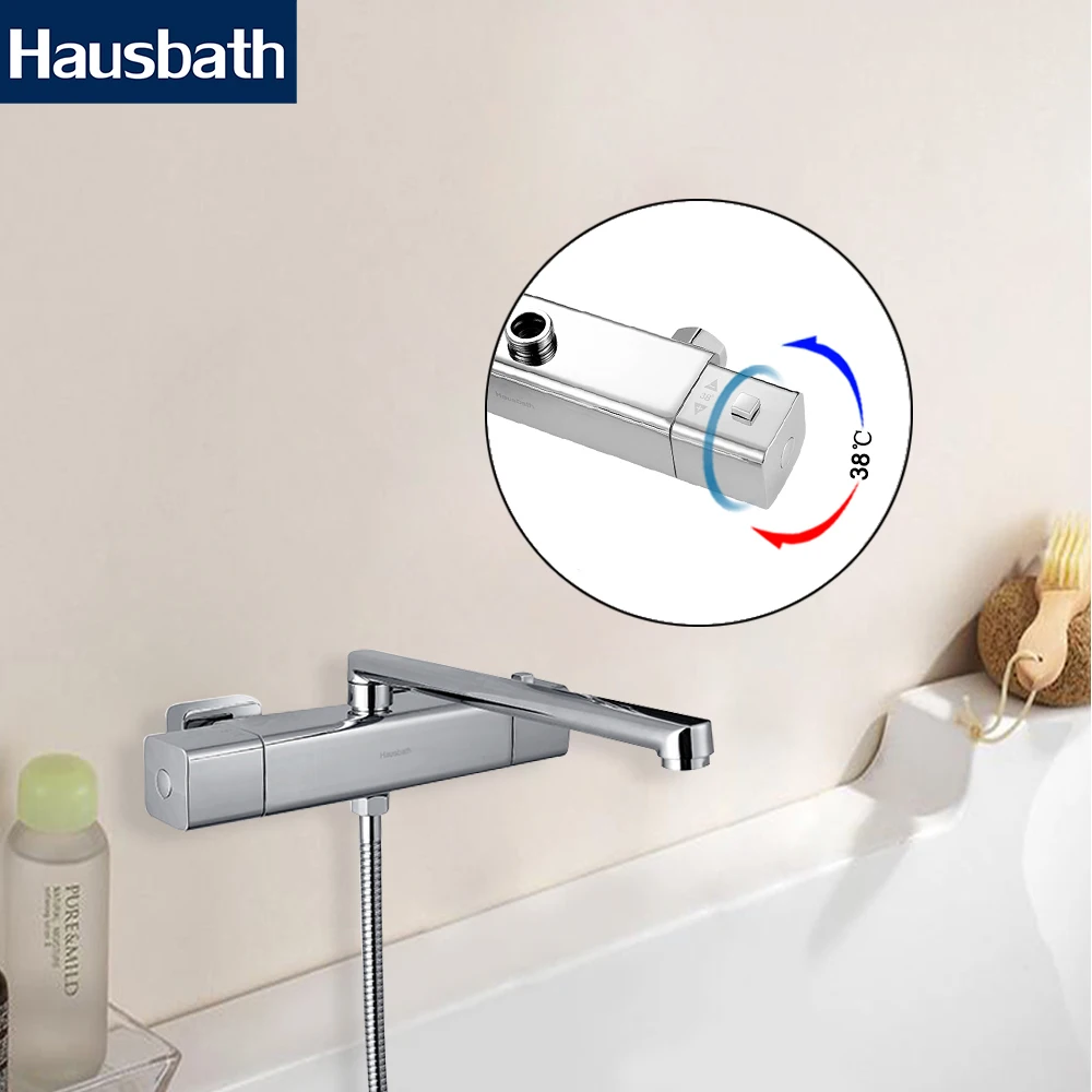 

Thermostatic Bath Shower Faucet Set With Long Spout Durable Chrome Finish Thermostatic Mixer Valve Tap Temperature Control