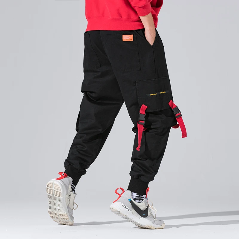 Comprar Nuevo Harajuku algodón Multi bolsillos estilo Safari pantalones cargo de moda hombres otoño Hip Hop Streetwear Casual pantalones elásticos Camo