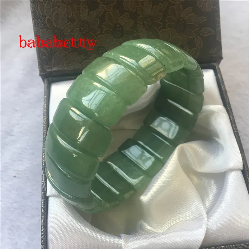 NEW 100Natural light green stone bracelet bungee cordStrand Bracelets