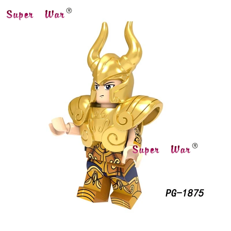 50 шт. Золотой мультфильм Овен Рак Таурус Leo Aioria Virgo Mu Aldebaran Сага маска смерти Шака строительный блок для детской игрушки - Цвет: PG1875