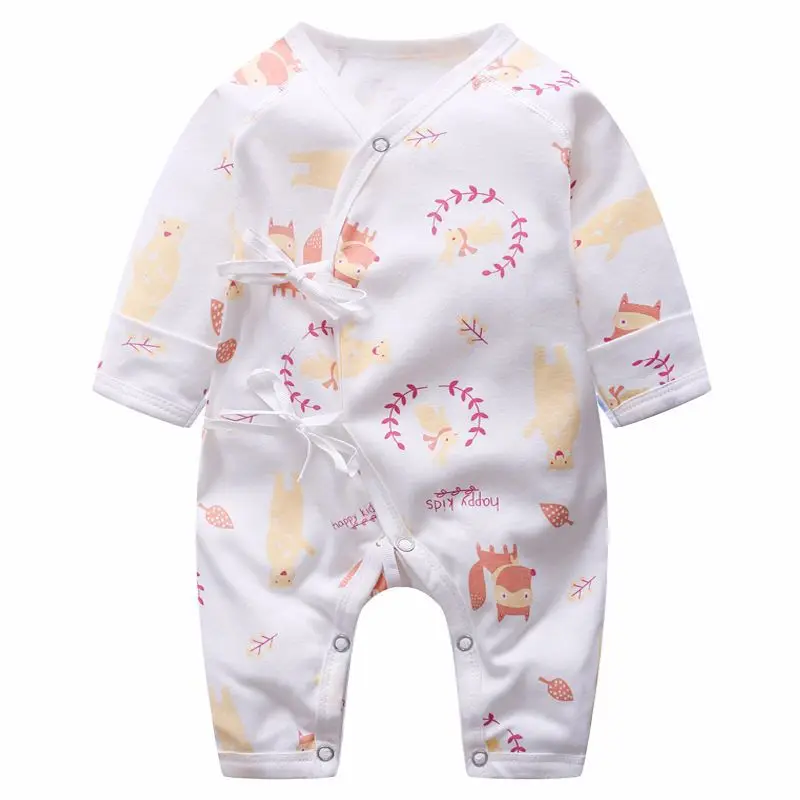 Комбинезоны для новорожденных мальчиков и девочек; хлопковый комбинезон с длинными рукавами; комплект осенней одежды для детей 0-9 месяцев - Цвет: 1