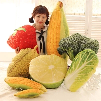 plush toy vegetable pillow cushion Corn Strawberry Durian lemon Broccoli cabbage
