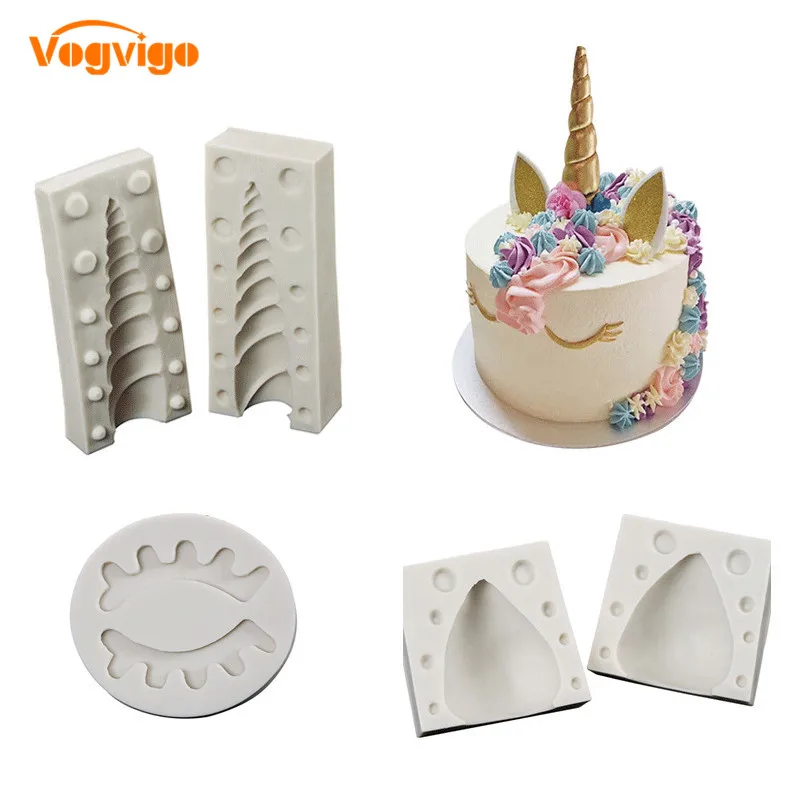 

VOGVIGO Unicorn Corner Eyelash Ear Shape Silicone Fondant Mold Animal Series Cake Decorating Tools Chocolate Gumpaste Mold