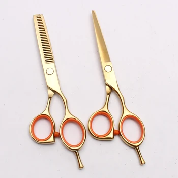 

5.5" 16cm Customized Logo Stainless Gold Thinning Scissors Cutting Shears Hairdressing Scissors Professional Hair Scissors C1014