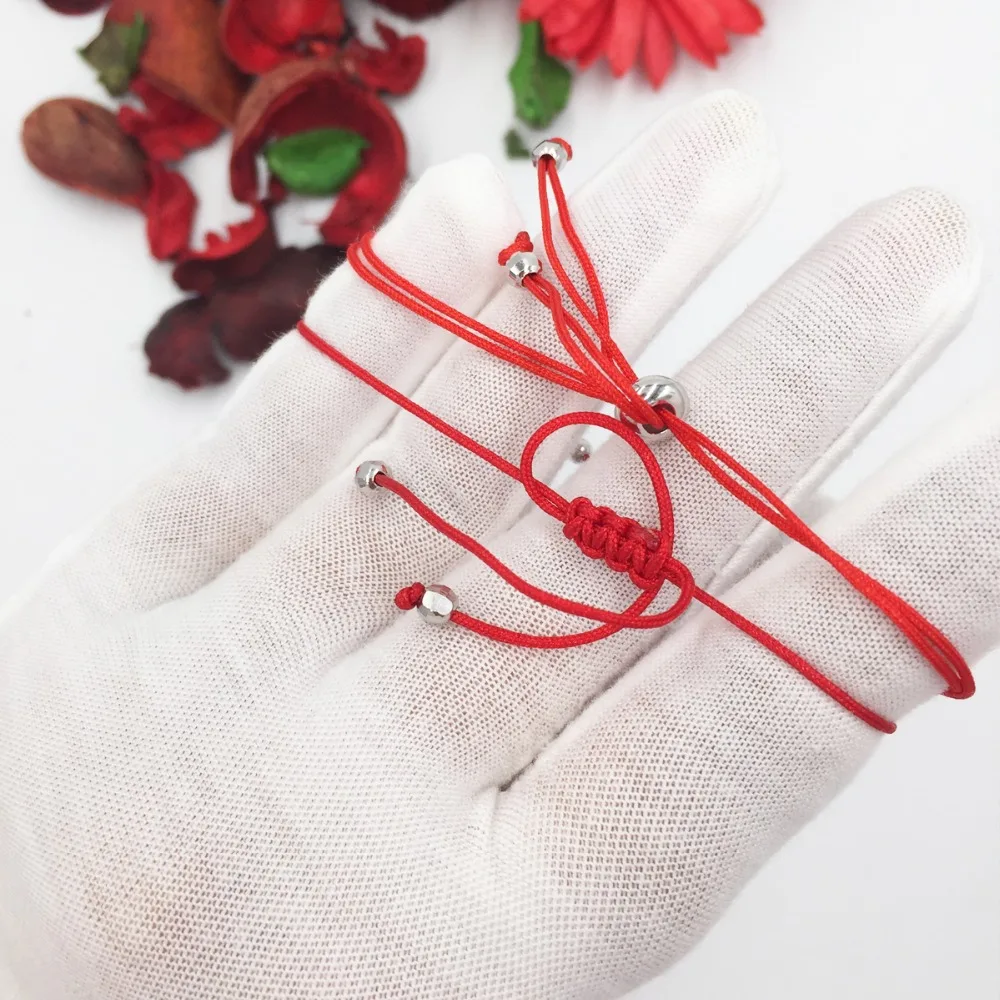 Goedkoop Vrouwen Infinity 8 Charm Armband Liefhebbers Geluk Rode Draad String Armbanden Touw Gevlochten Paar Verstelbare Sterling Zilveren Sieraden