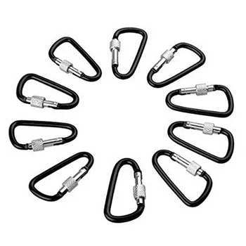 

New High Quality 10pcs D Type Mountaineering Buckle Keychain Climbing Carabiner Aluminum Climbing Hook Hand Tool Parts HR