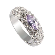 

Fleure Esme Fashion Engagement wedding rings for women 2018 Purple Rainbow Cubic Zirconia Lovely gifts Rhodium Plated R426 R779