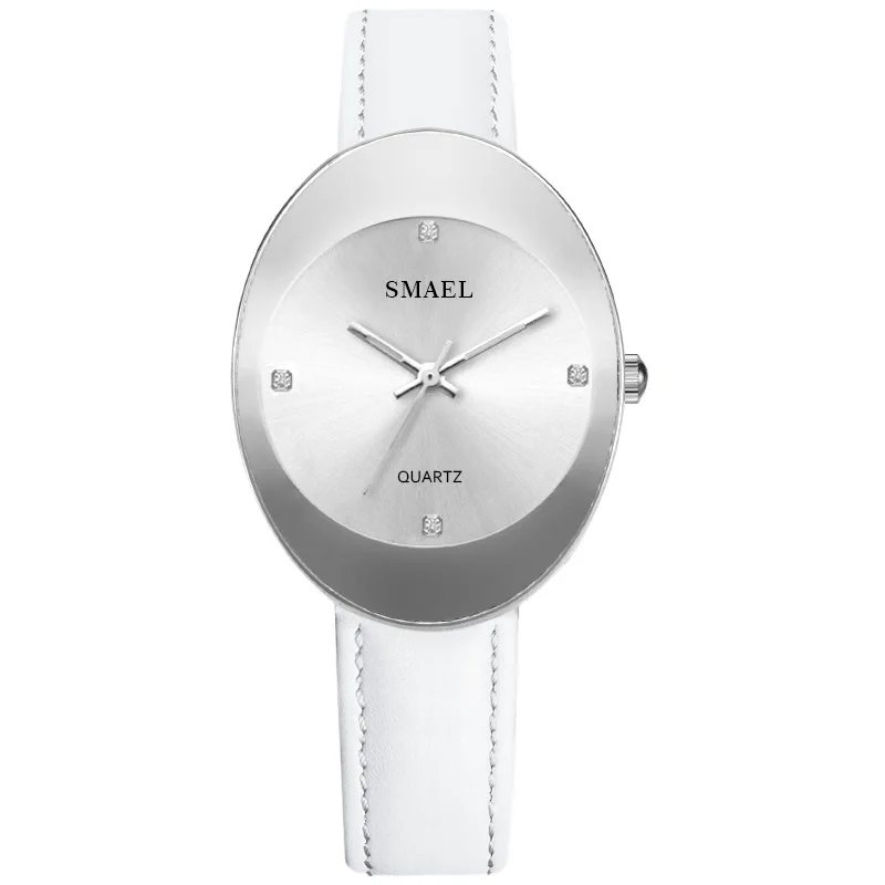 SMAEL, новинка, кварцевые часы из нержавеющей стали, женские модные повседневные брендовые роскошные женские часы, цифровые SL1880, женские часы, водонепроницаемые - Цвет: WhitePD
