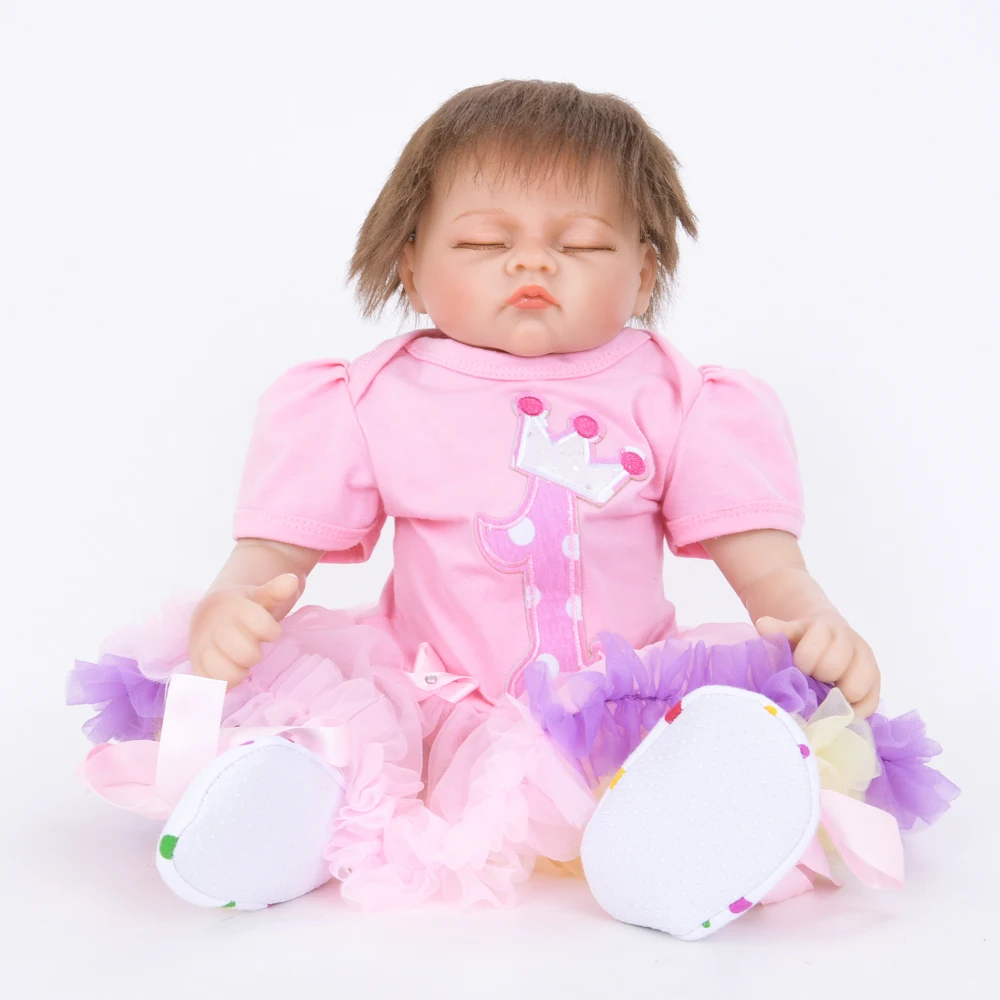 

22" Handmade Lifelike New Reborn Baby Doll Lifelike Soft Cloth Body DollsBaby Bonecas for Kids Toy Gifts