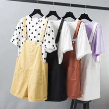 Новые летние свободные девушки Джинсовые комбинезоны универсальные весна большой размер S-XL студенческие джинсы джинсовые женские шорты комбинезон широкую ногу 767