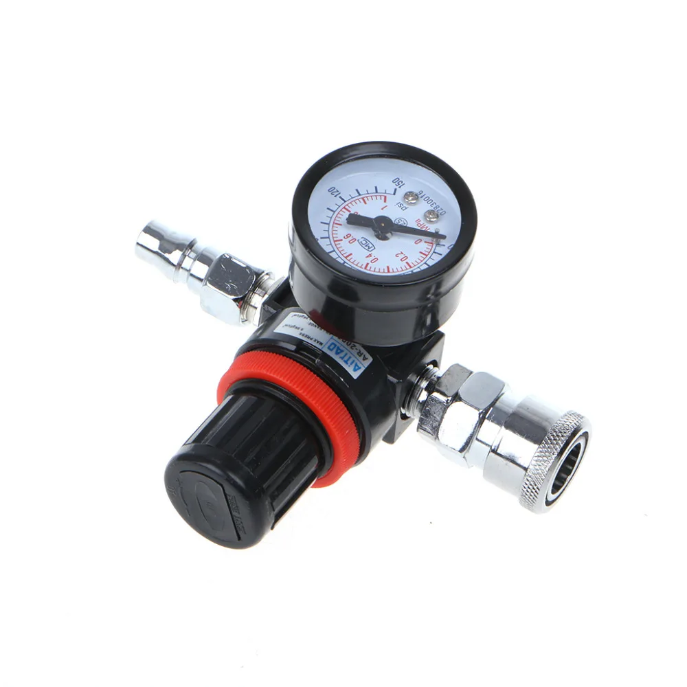 1/4" HVLP Spray Gun Air Adjusting Valve Regulator Pressure Gauge