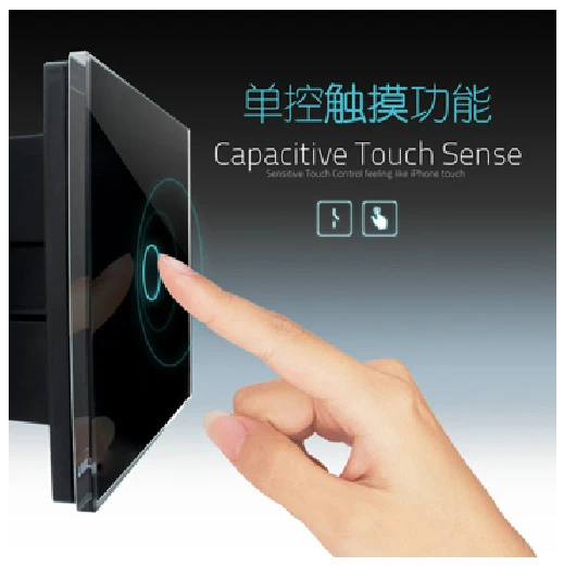 

Touch Switch 1 gang 1 Way Black Waterproof Crystal Glass Wall Switches Electrical,EU UK Touch Button Light Switch VL-C301-62