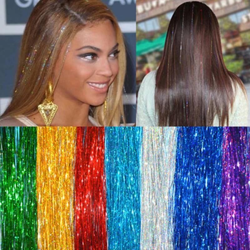 

New Fashion Women's Hair Tinsel Loop Feather Hair Extension 35" 90cm Synthetic Bling Hair