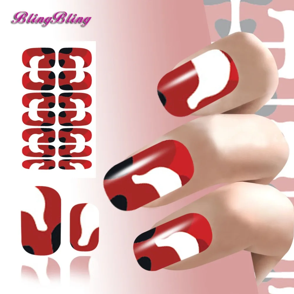 Buy 2PCS Nail Art Water Transfers Nails Stickers Red