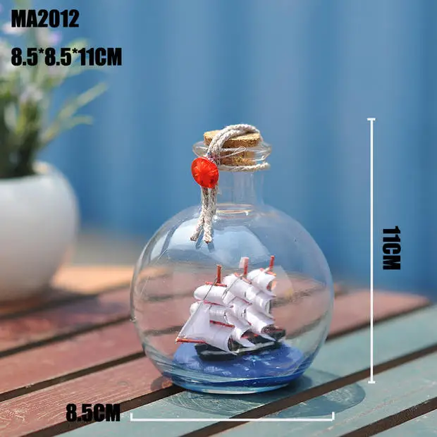 11 см парусная лодка в дрейф бутылка Средиземноморский Стекло пиратский корабль