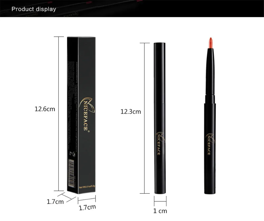 NICEFACE Pro, 12 цветов, матовый карандаш для губ, сексуальный красный Водостойкий карандаш для губ, стойкие Карандаши для губ, полный макияж губ, инструменты для красоты
