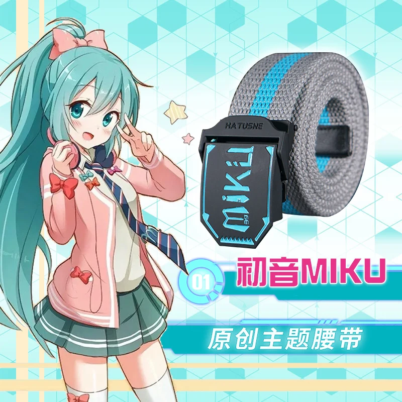 

Fashion Anime Hatsune Miku Cosplay Canvas Belts Unisex Cosplay Props Miku Belt