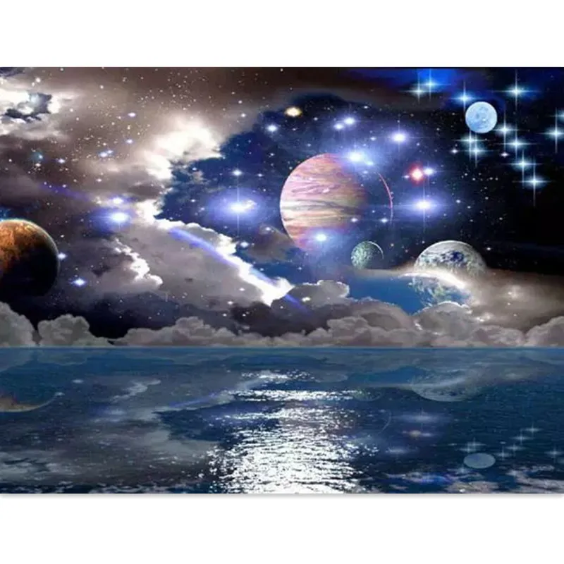 

Pictures by numbers Diamond Painting Beautiful Mysterious Space and Stars Planet DIY 5D Diamond Embroidery Solar System Universe