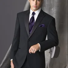 Дизайн две кнопки Черный Жених Смокинги для женихов Для мужчин свадебные костюмы для выпускного индивидуальный заказ(куртка+ Брюки для девочек+ жилет+ галстук) k: 25