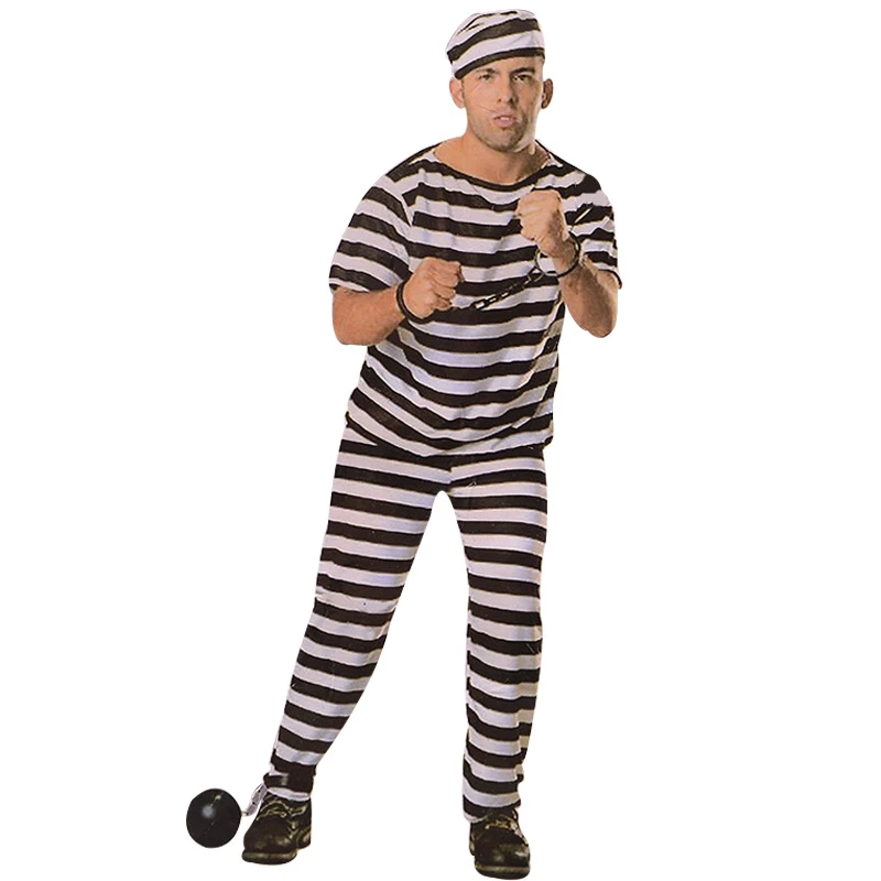 Men Halloween Costume Bloody Prisoner Clothes Prison Black and White Prison School Party Fancy Costume| | - AliExpress