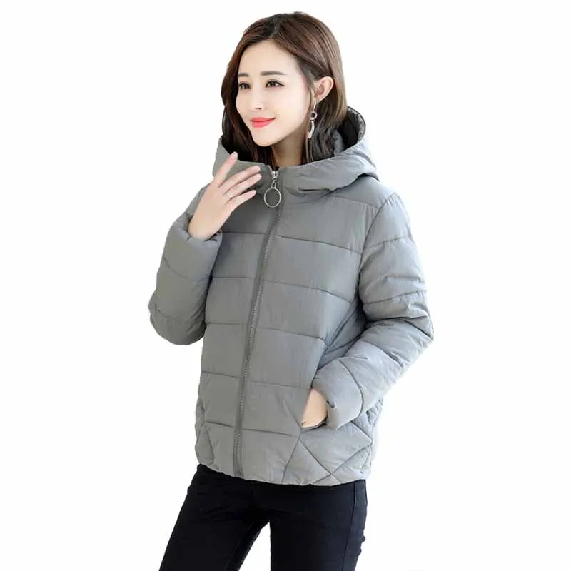 

2019 ladies fashion Plus size L-6XL winter jacket women Hooded outerwear short wadded jacket female padded parka overcoat G448