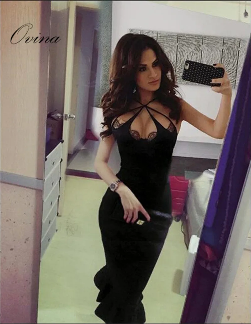 

Sexy Cross-Criss Strap Sleeveless Fishtail Bodycon Bandage Women Dress