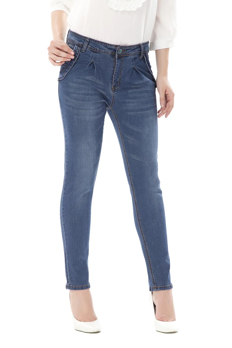 Новые Модные узкие брюки большого размера однотонные джинсы с высокой талией для больших леди 5XL 6XL женская одежда больших размеров