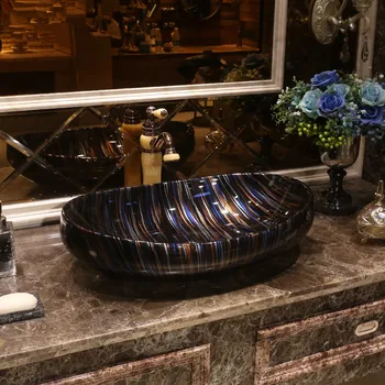 

Artistic hand maded hand painted ceramic porcelain wash basin lavabo sink Bathroom sink wash basin bowl bathroom sink oval