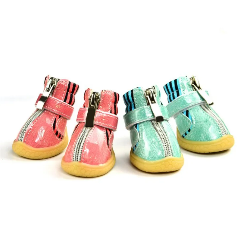 Simple 4 Pcs/Set Shining Puppy Winter Snow Boots Casual Dog Shoes Pet