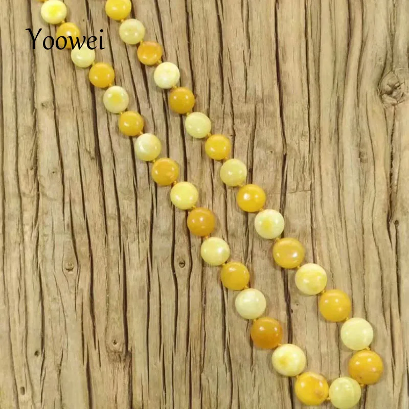 

Yoowei 18g 50cm Natural Amber Necklace for Women Birthday New Year Souvenir Gift Original Flat Baltic Amber Jewelry Wholesale