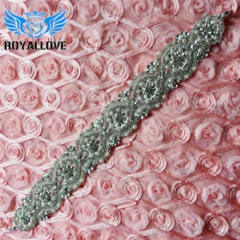 

(30pcs) Wholesale Handmade Glass Bridal Sash Rhinestones Appliques With Pearl Sewing On For Wedding Dress Belt 46.5cm Long patch