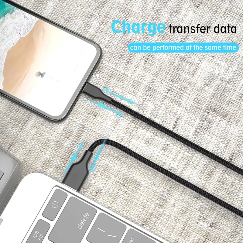 صخرة كابل يو اس بي لفون 5 5 S 6 6 S 7 8 زائد XS ماكس XR X USB كابل شحن ونقل بيانات تزامني ل باد هواتف الايزو المحمولة شاحن الحبل