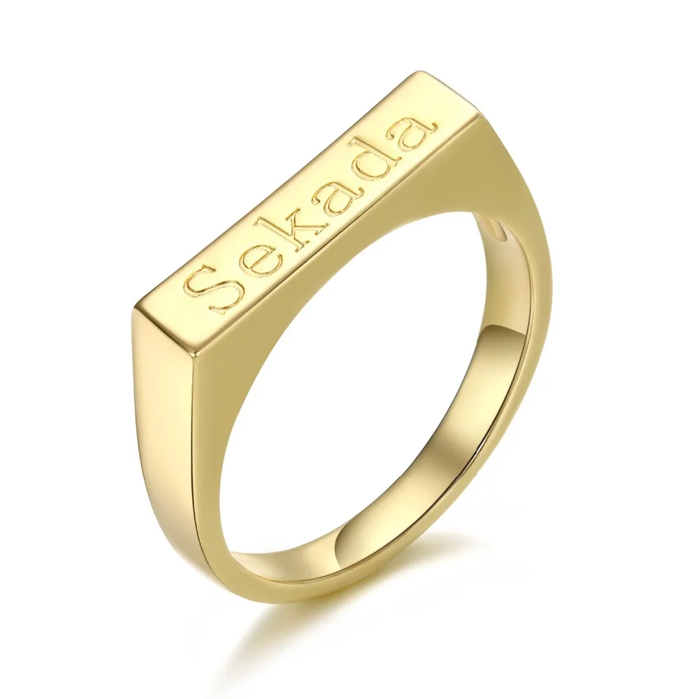 

DUOYING Custom Engraved Name Bar Ring Initial Letter Ring Women Jewelry Stackable Minimalist Textured Bar Rings Gift For Etsy