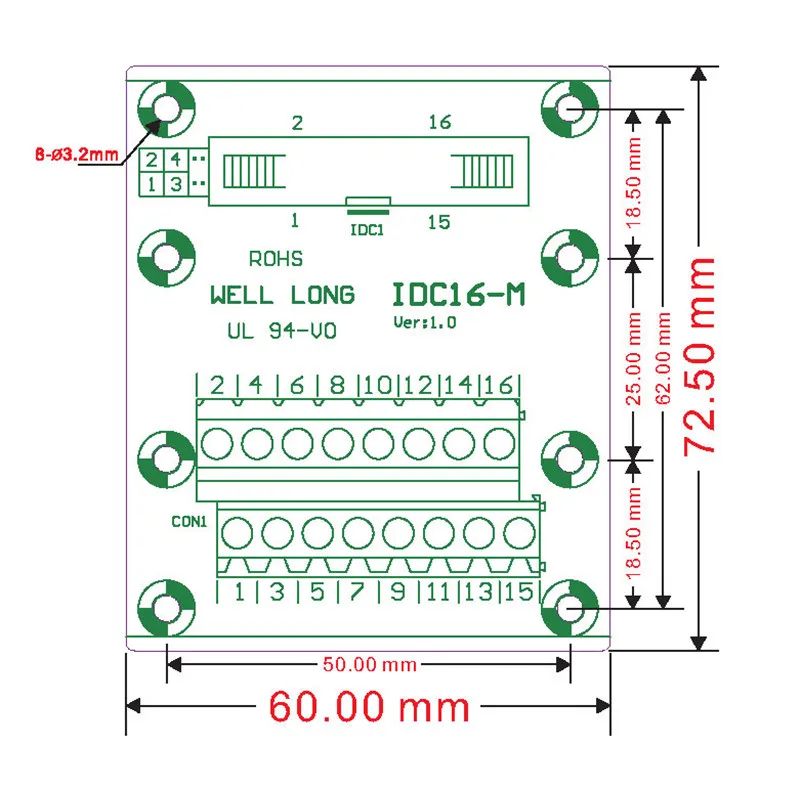 DC3 16P 2x8Pins заголовок коммутационная плата, клеммный блок, разъем