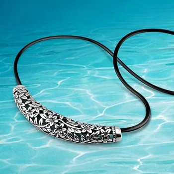 

925 Thai silver hollow ox horn pendants necklace jewelry for men & women,man fashion vintage necklace 925 silver jewelry