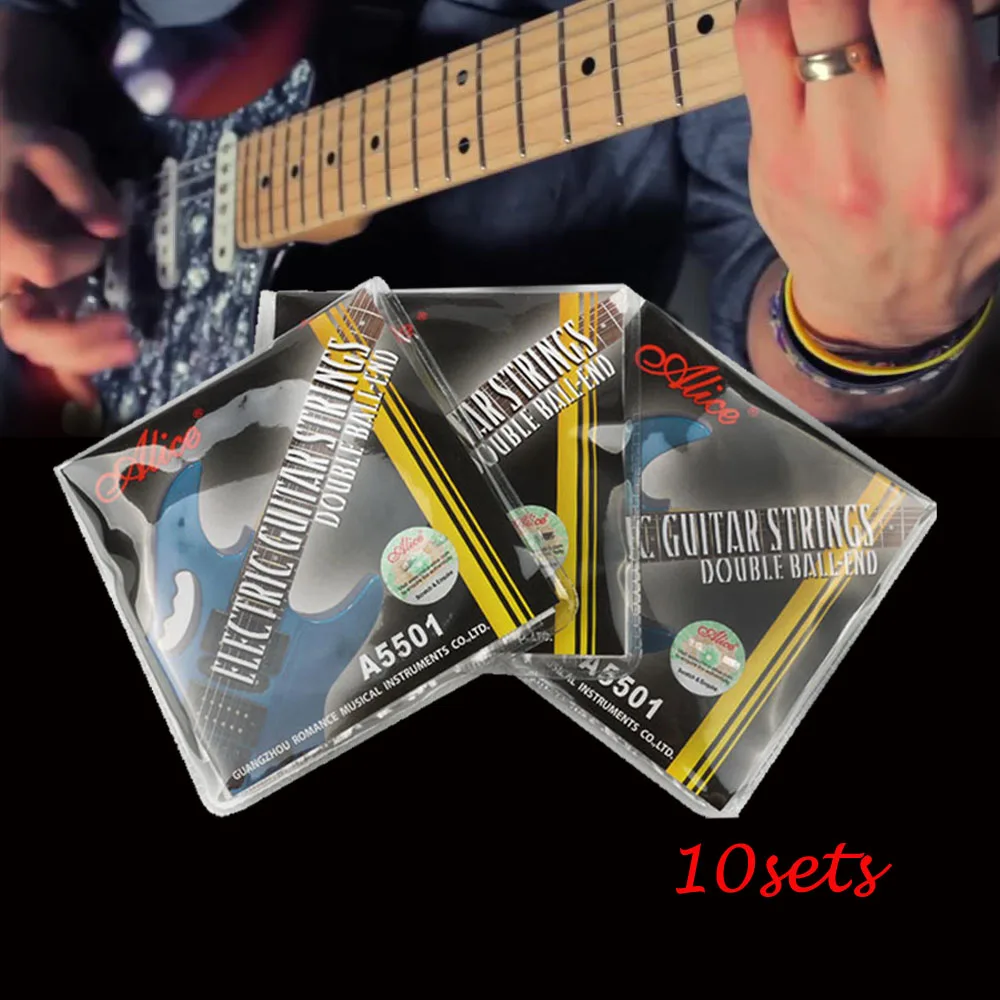10pcs Alice A5501 Electric Guitar Strings Double Ball End Stainless Nickel Alloy Stringing for Headless Guitar Parts