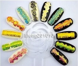 

42PCS High Quality 3D Neon Candy colors Nail Art Sticker Decals For Nail Tips Decoration Tools Beauty Lace Design mix lot