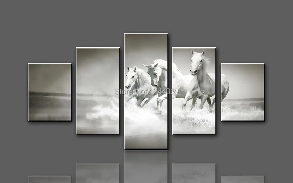 Buy W707 3 White Horse Running, 5 panel Large HD