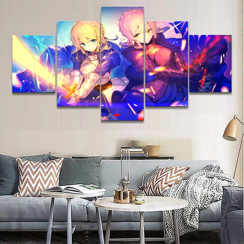 5 Panel Anime Fate Grand Order Sword Woman Warrior Modern Home Wall Decor Picture Art Print Painting On Canvas For Living Room | Дом и сад