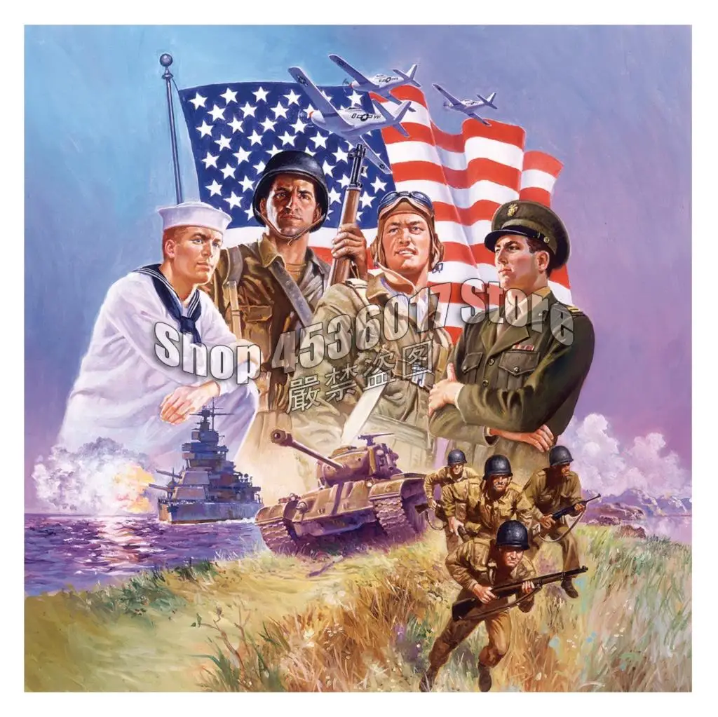 The Armed Forces 5D DIY Diamond Painting Patriotic Military Full Drill