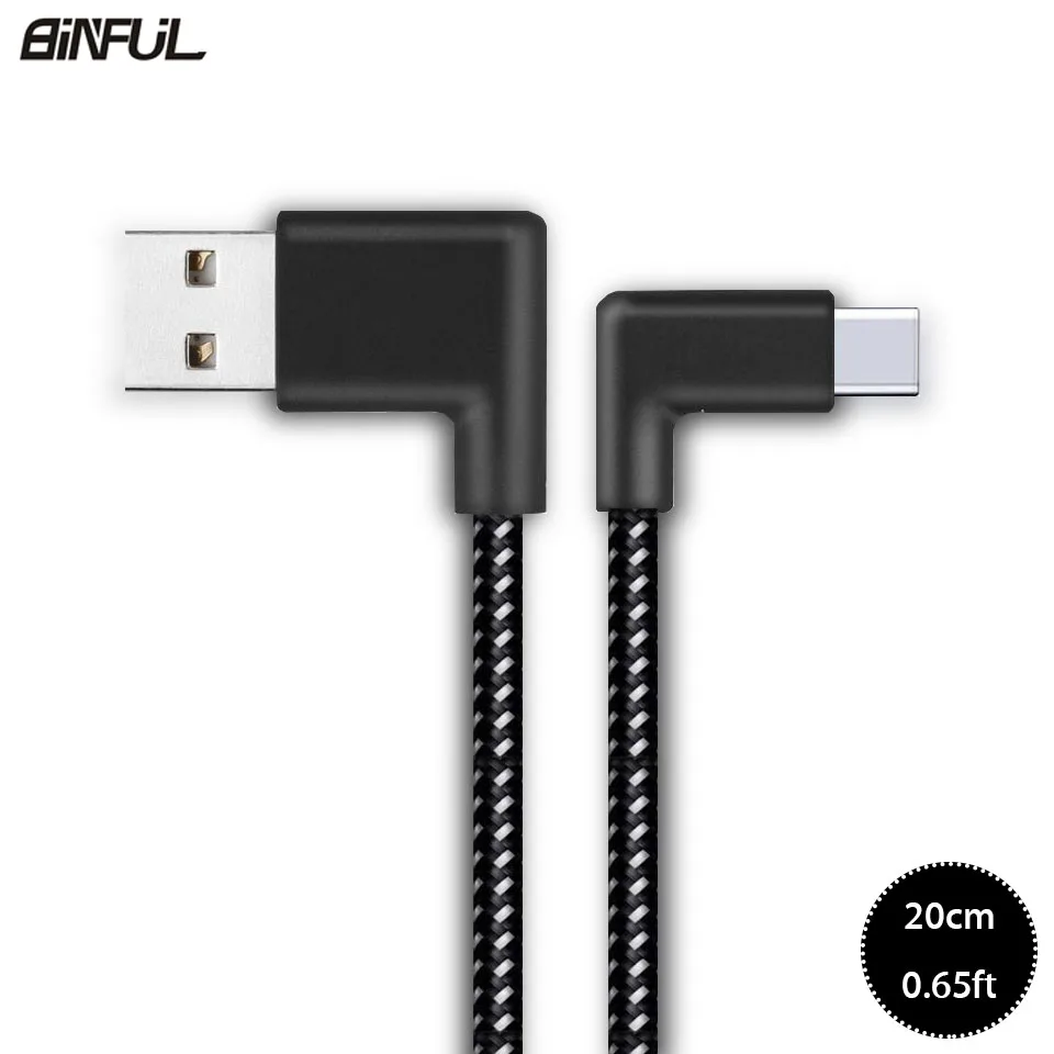 

20cm Short 90 Degree USB Type C Charging Cable L Shape USB-C Charger Cabel For Samsung Galaxy A3/A5/A7 2017 Note 9 Power Bank