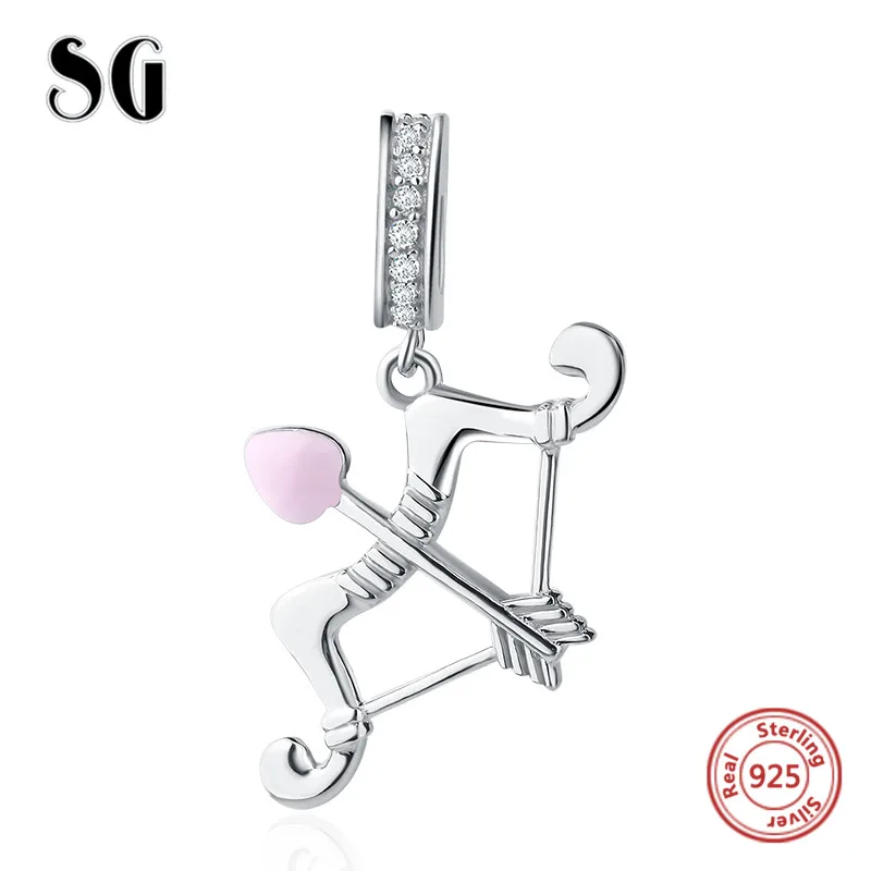 

New Original Charm beads silver 925 Pink Enamel Arrow of Love Beads Fit Authentic European bracelet fashion Jewelry Girl Gifts