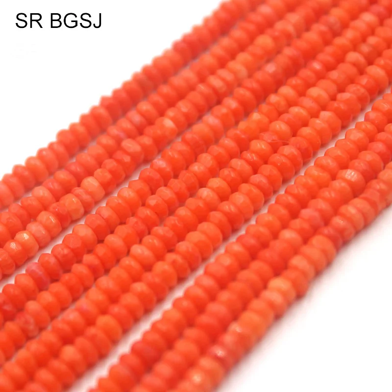 2x4 мм белый/розовый/оранжевый/красный граненый настоящий Rondelle колонна Натуральный Коралл разделитель бусины нить 15"