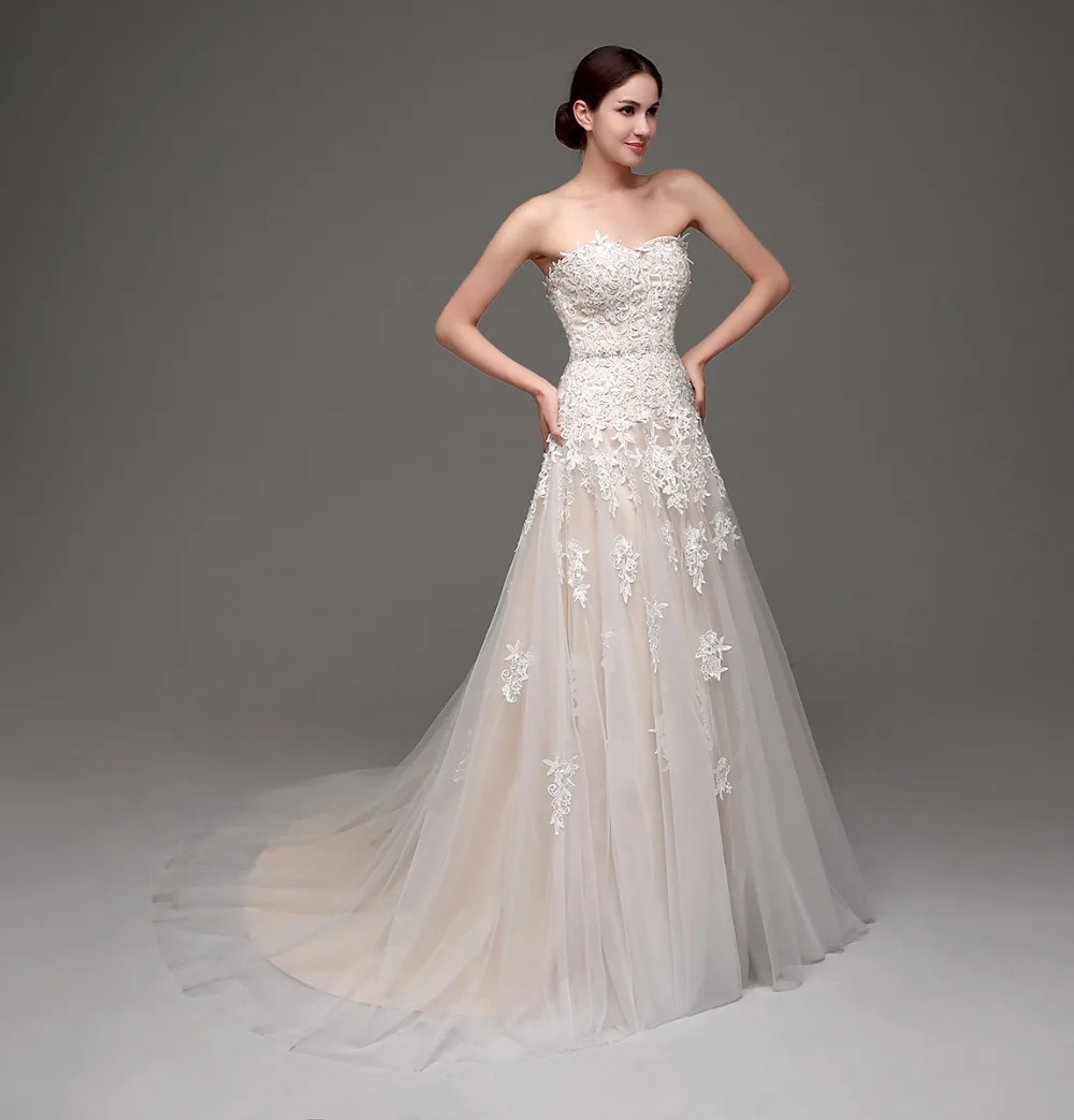 В наличии vestidos de novia 2018 бежевый свадебный наряд Vestido Noiva свадебное платье невесты