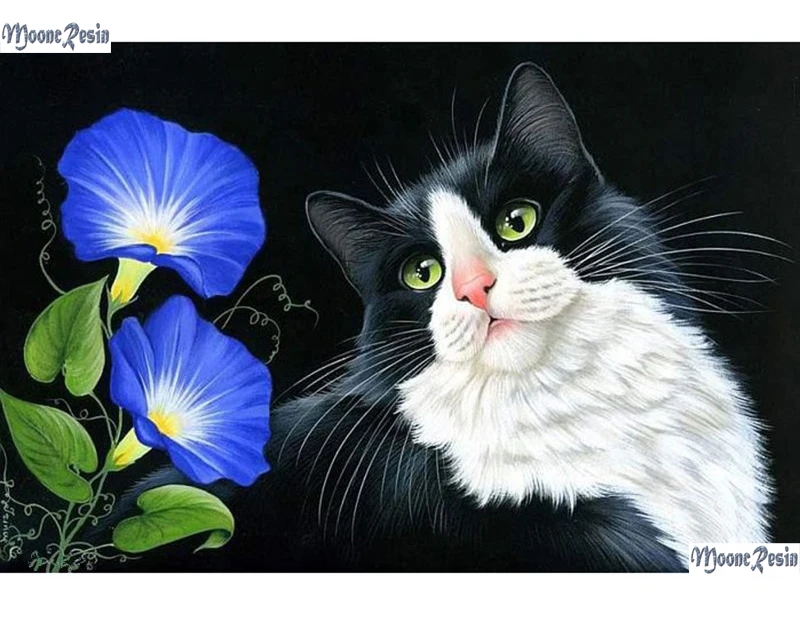 

Animals Diamond Painting Cross Stitch Love Flower Cat Diamond Mosaic Full Square Drill Diamond Embroidery Decoration Gifts Kit